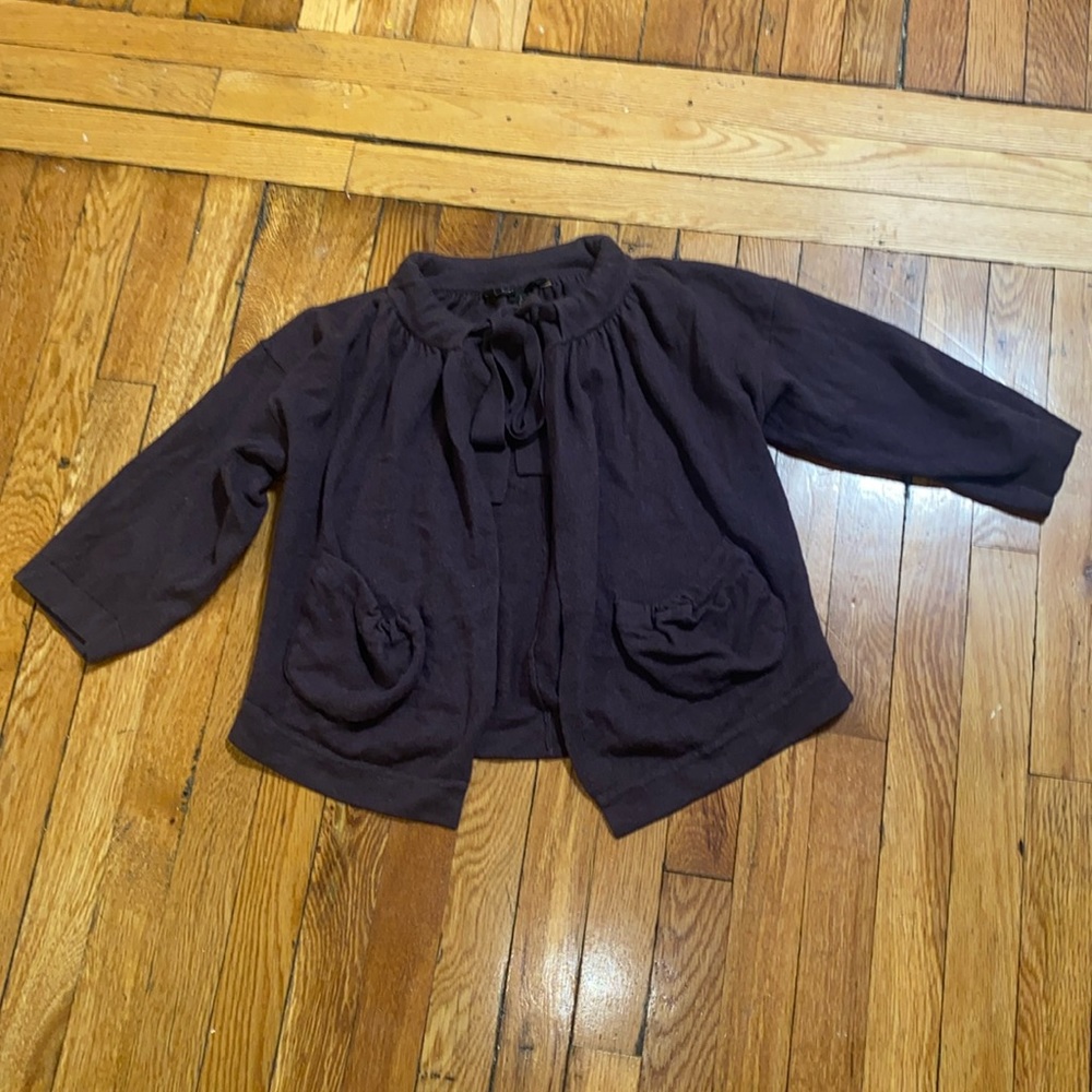 BCBG eggplant cardigan medium merino wool cashmere blend
